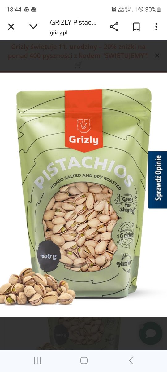 Pistacje JAMBO prażone lekko solone  pyszne.