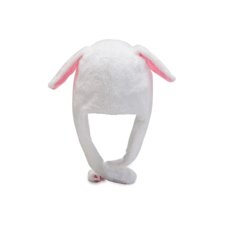 Chapéu coelhinho pelúcia branco con orelhas rosa