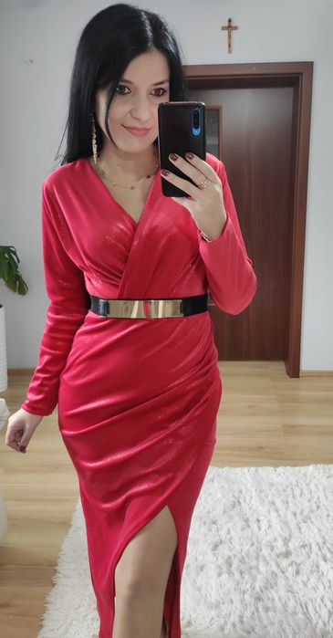 Sukienka długa maxi welur błyszcząca święta wigilia sylwester