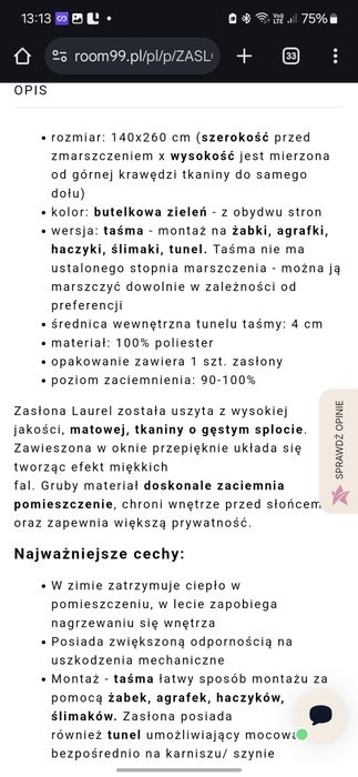 4 Zasłony  butelkowa zieleń
