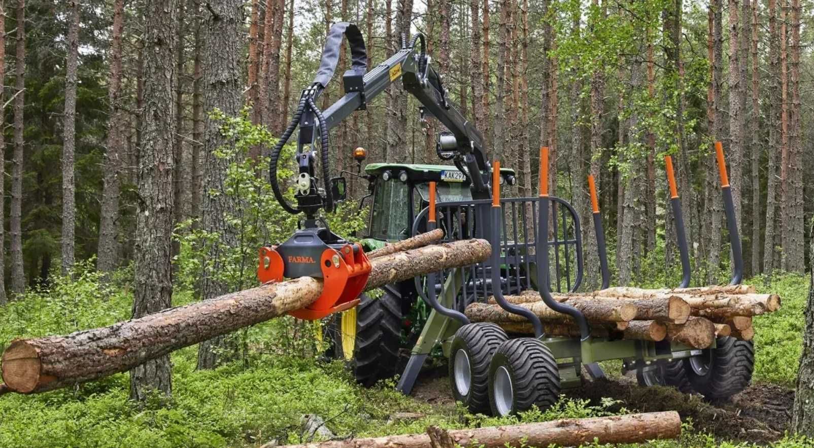 PRZYCZEPA LEŚNA kłonicowa do drewna FARMA 9t Żuraw 6.7m HDS G3 chwytak