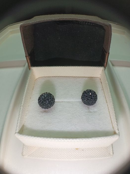 NOWE srebrne 925 sztyfty kolczyki czarne kuleczki kulki
