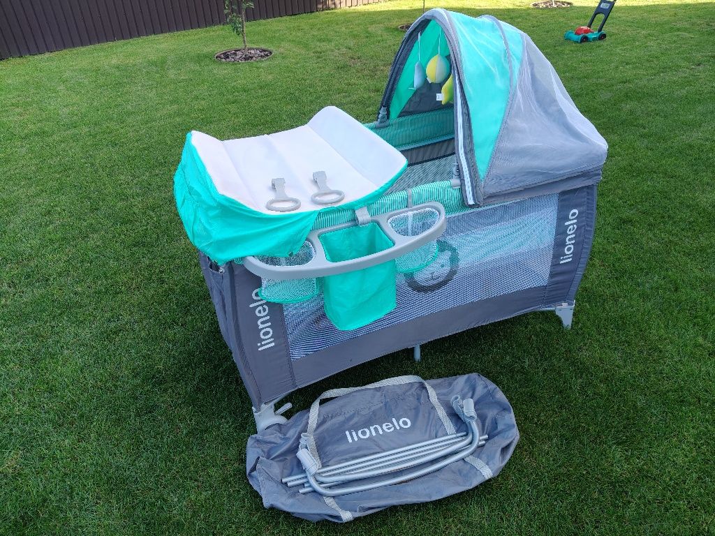 Манеж-кроватка LIONELO Sven Plus Turquoise/Grey