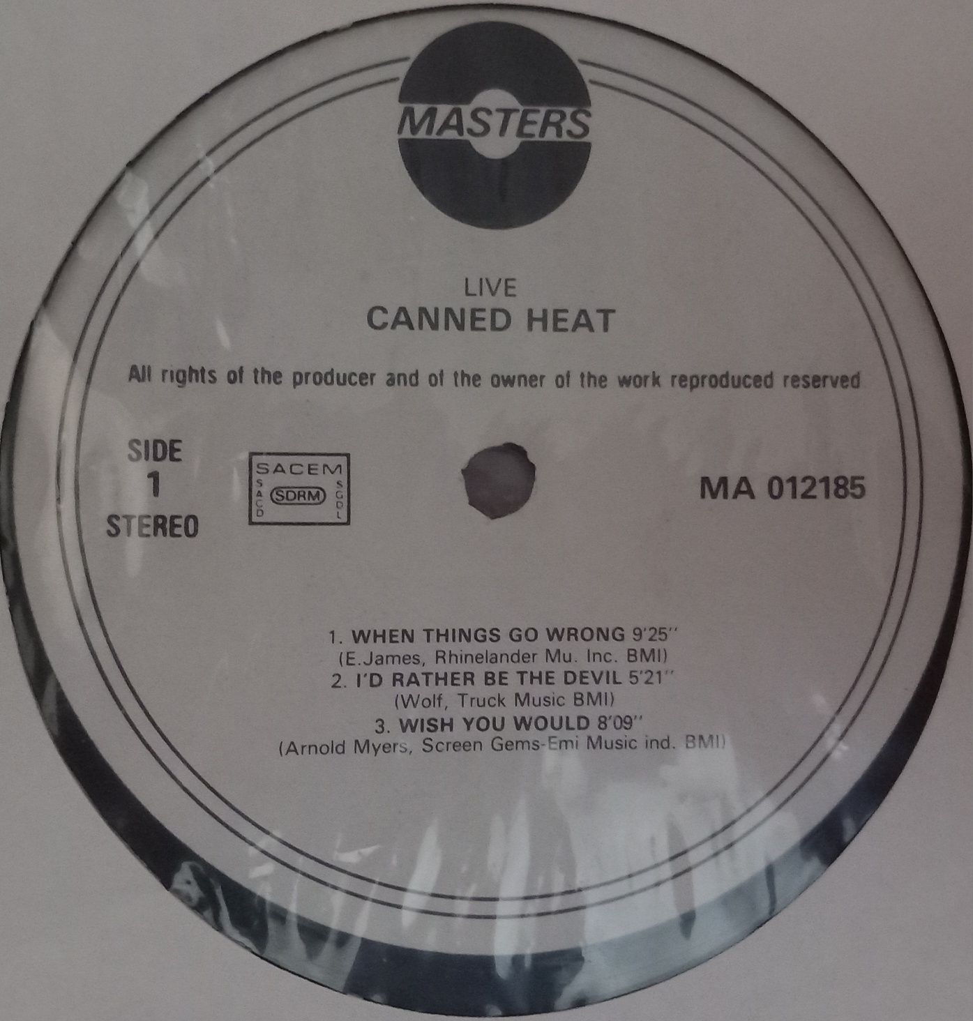 Canned Heat Live LP Winyl Album Stereo Fr EX