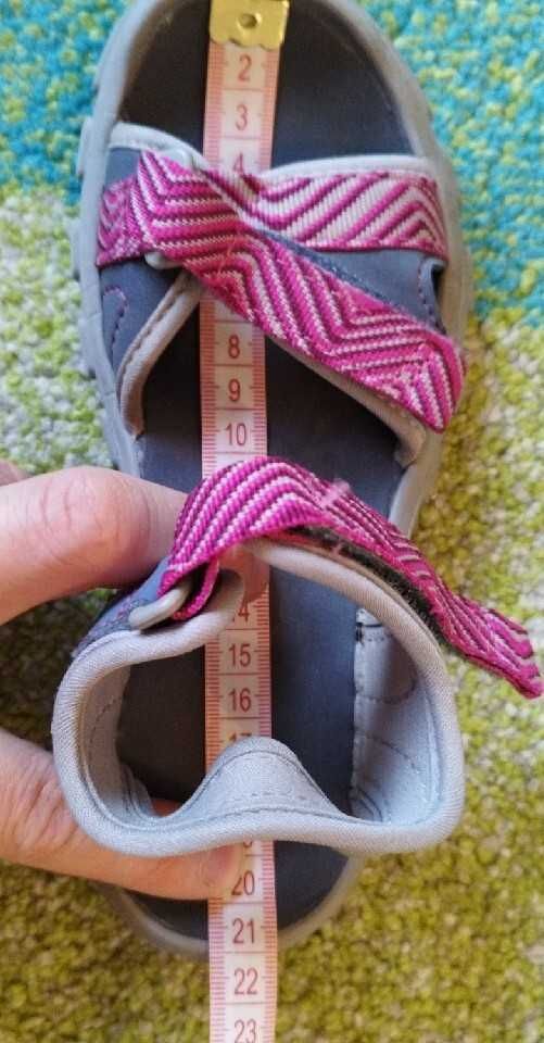 Sandały Quechua szaro-różowe rozm. 33-34 dł. wkł. 21cm