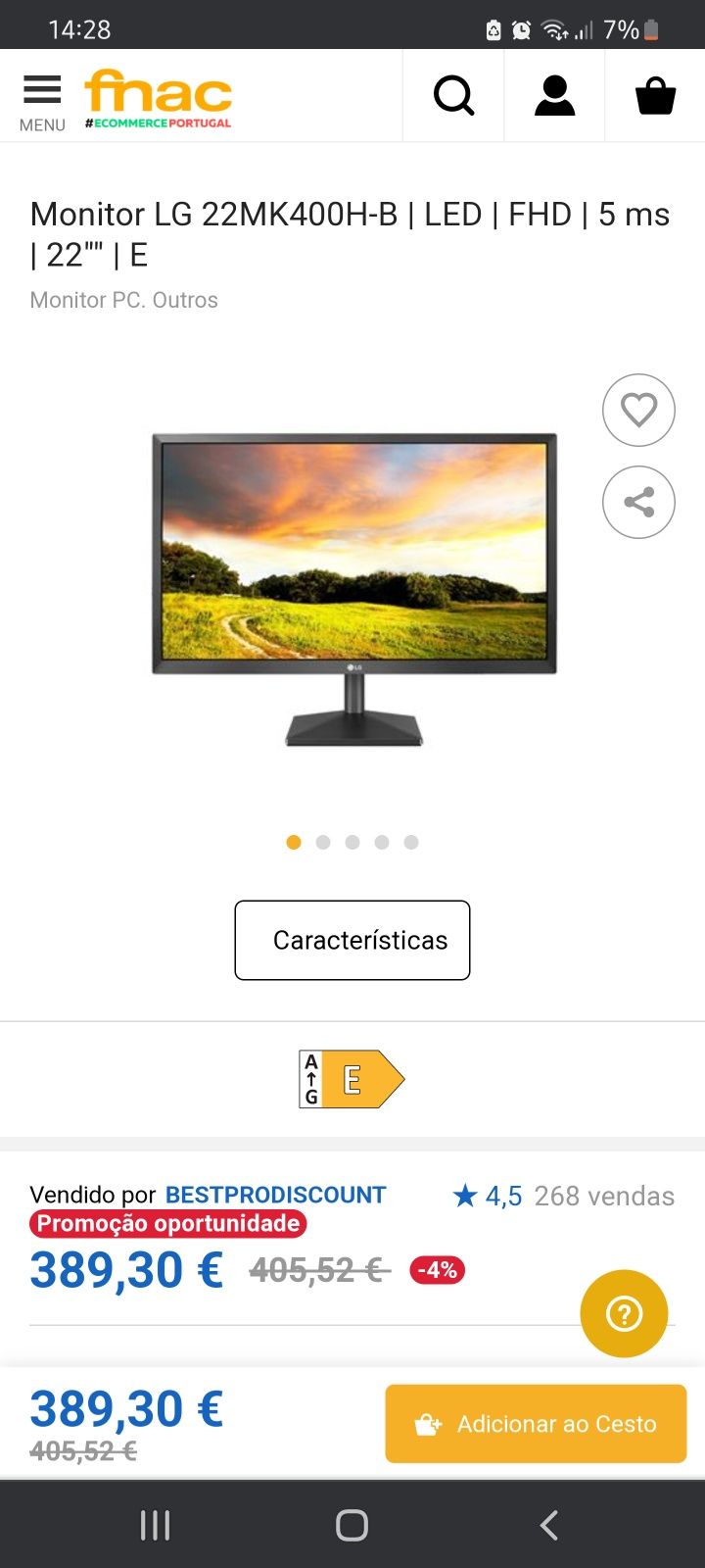 Monitor LG 22MK400H-B novo c/ caixa