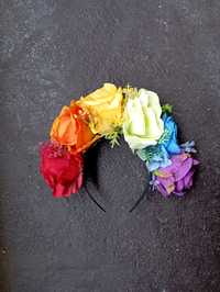 Kwiatowa opaska wianek korona tęczowa tęcza LGBT pride
