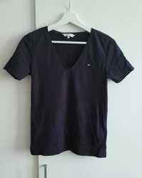 Tommy Hilfiger t-shirt koszulka granatowy V dekolt w serek 34 36 XS S
