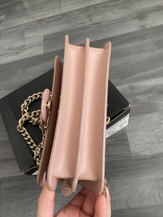 Pinko Love Mini Icon Simply C Vitello Seta skórzana torebka różowa