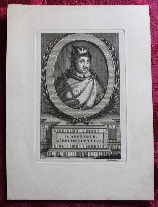 D. Afonso II, 3º Rei de Portugal gravura cc 1806 António José Quinto