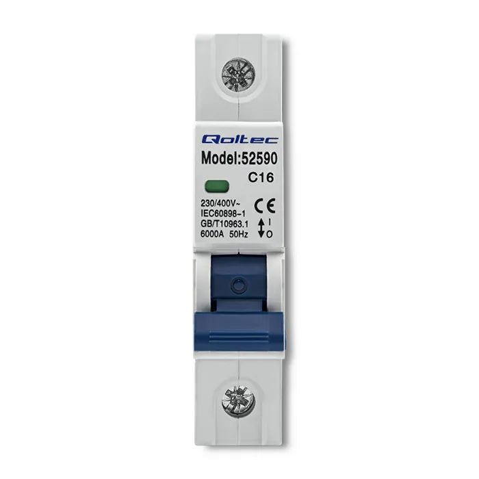 Wyłącznik nadprądowy C16 bezpiecznik AC Qoltec 1P 16A - 52590