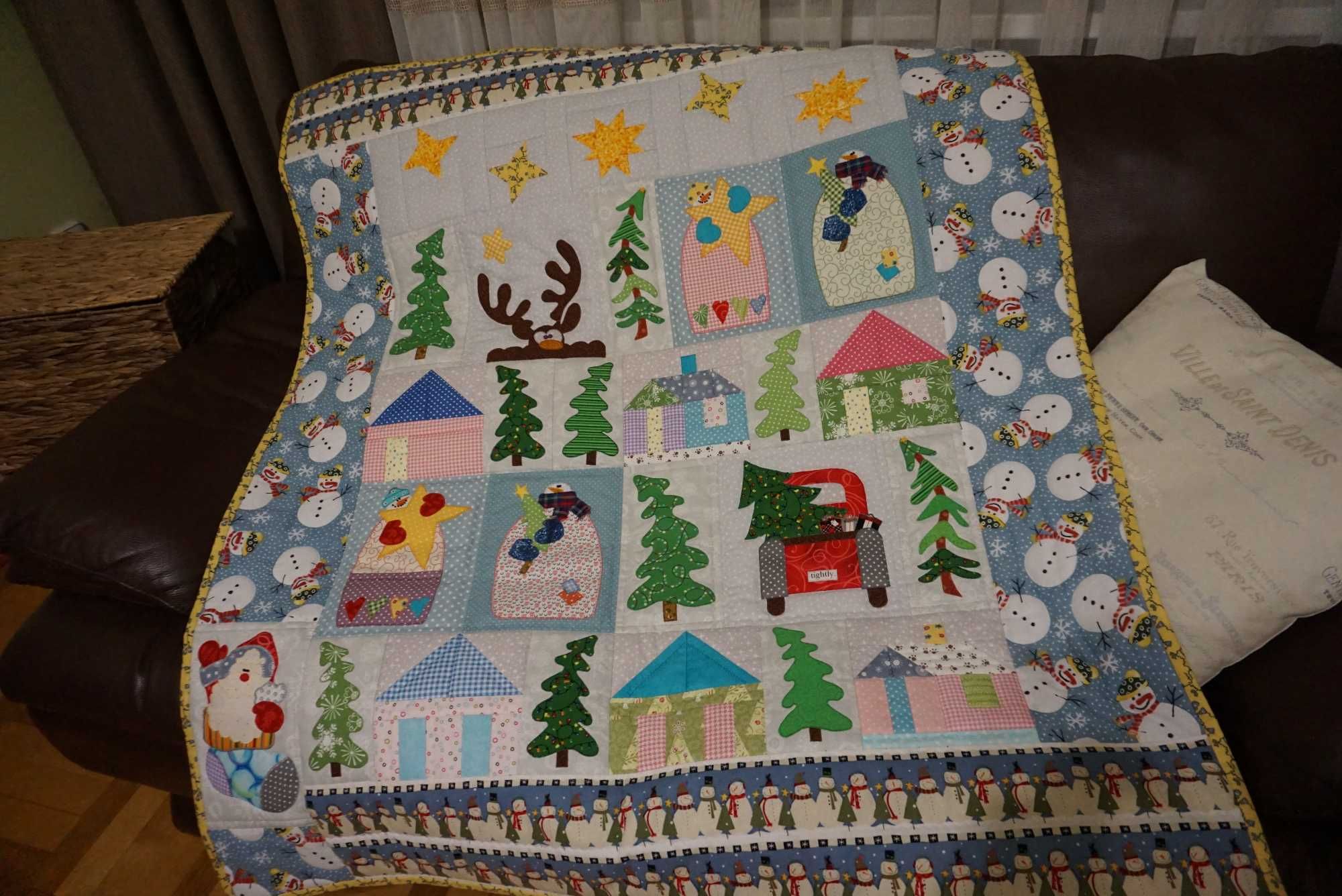 Детское одеяло "Снеговики" ручной работы