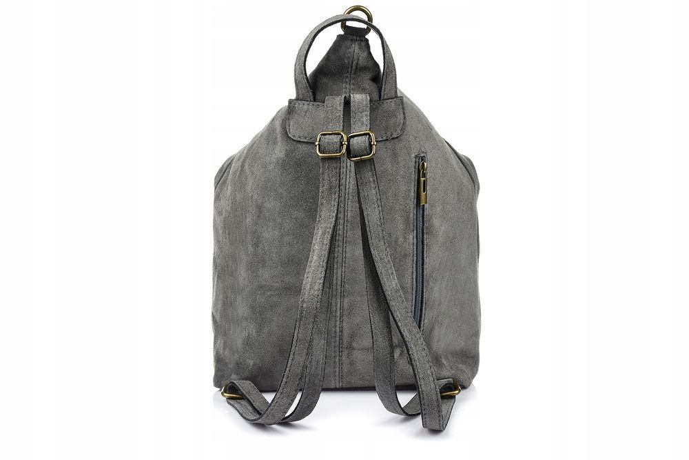 Śliczny Włoski Stylowy Plecak Damski Skórzany Zamsz A4 W14 modny nowy