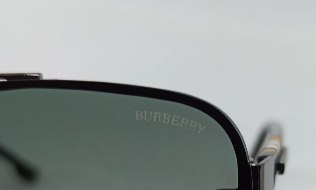 Burberry очки мужские классика серо бирюзовый градиент в черном метале