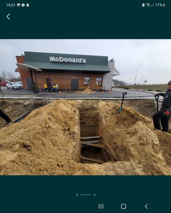 Minikoparka,Przeciski kretem, Szamba, Przyłącza Wody/Kan, Elektryczne