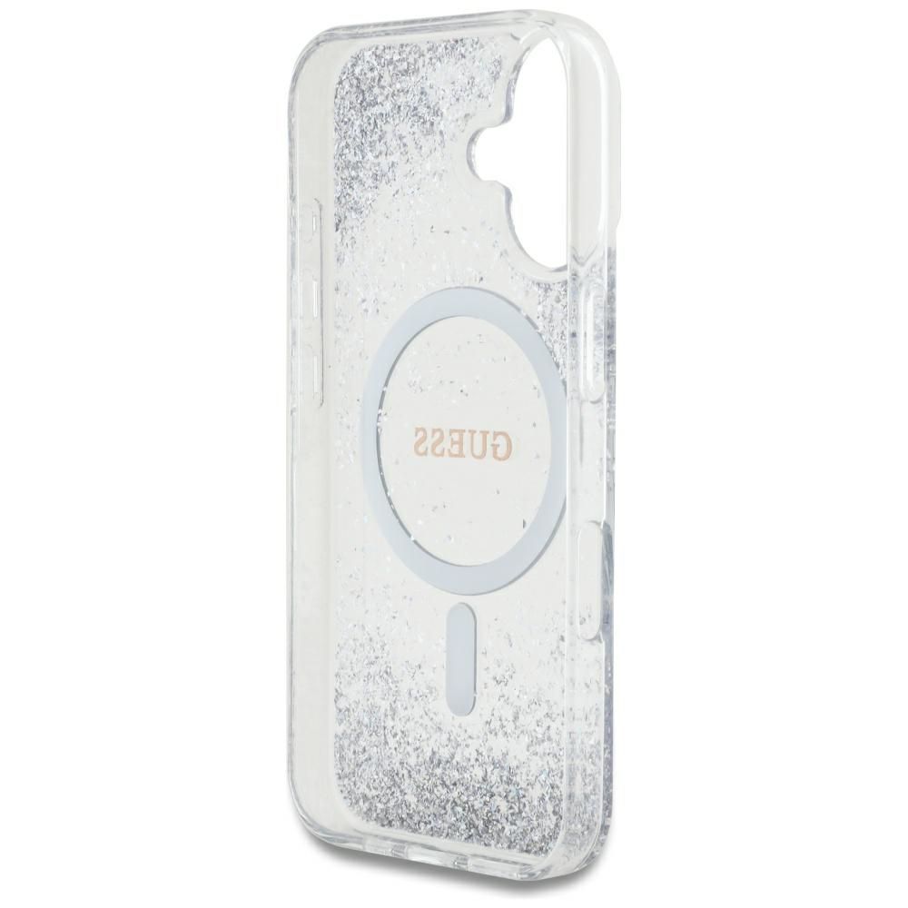 Etui Guess HC Resin Bottom Glitter do    iPhone 16 MagSafe srebrny