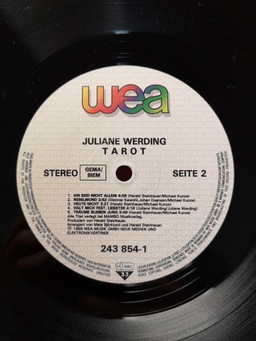 Juliane Werding PŁYTA WINYLOWA ROCK POP MUZYKA 1988 tango