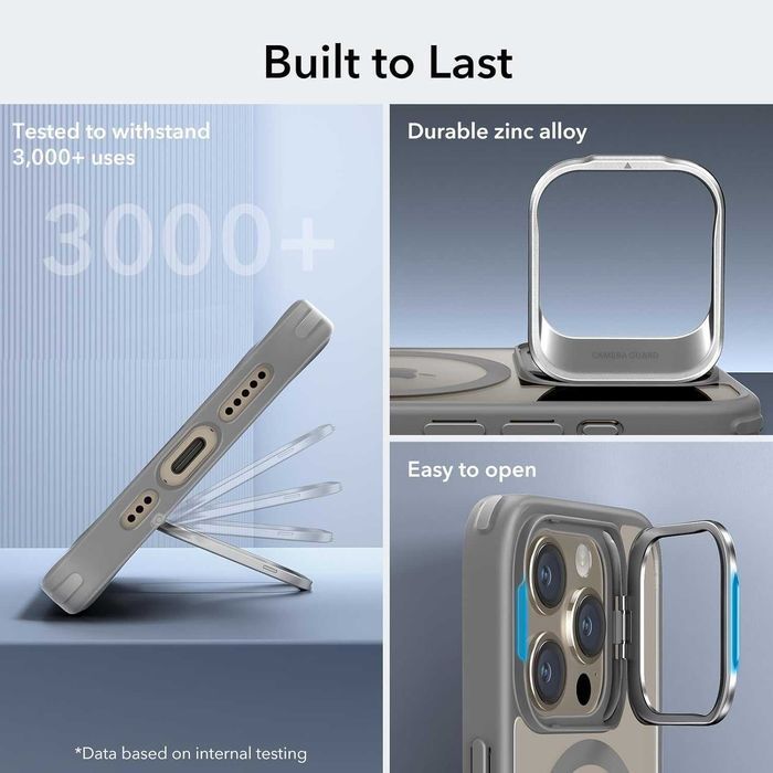 ESR Halolock kickstand etui MagSafe iPhone 15 Pro stojak szara ramka