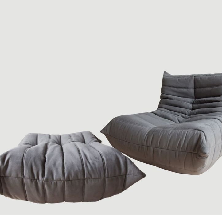 Oryginalna TOGO Linge Roset sofa jednoosobowa z podnóżkiem