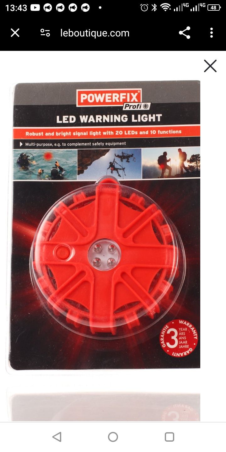 Попереджувальний ліхтар LED Powerfix PWL 10 B3 9х9см Червоний pow18092