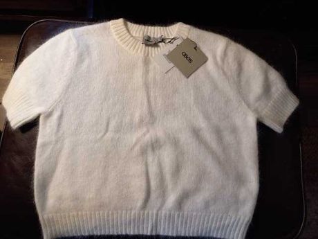 Sweterek krótki, UK12 / 40 angora,  z krótkim rękawkiem, ciepły ASOS