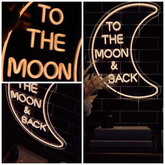 To the Moon & Back napis neon ledon Na skraju raju wesele ślub