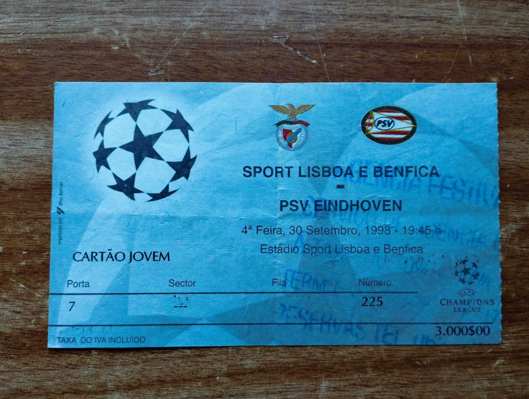 Bilhete Vintage - Bennfica - Psv Eindhoven - 30.09.1998