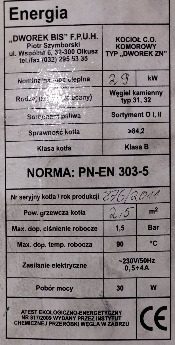 Piec na Węgiel, drewno