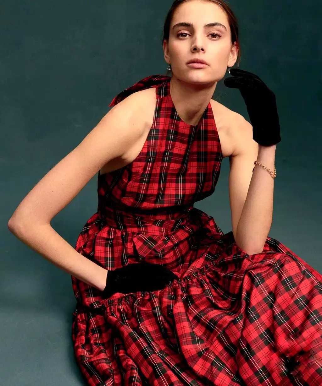 Ralph Lauren elegancka długa suknia w kratkę long maxi sukienka RL