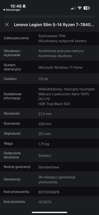 Lenovo Legion Slim 5 NA 4 LETNIEJ GWARANCJI