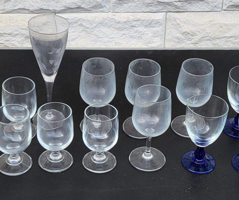 12 copos vidro pé alto