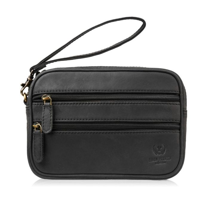 saszetka męska skórzana do ręki vintage czarna paolo peruzzi t-129-hbl