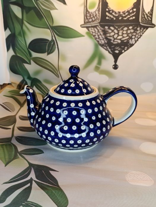 *Czajnik imbryk ceramiczny Bolesławiec duży sitko 1,5L Z.C. Bolesławie