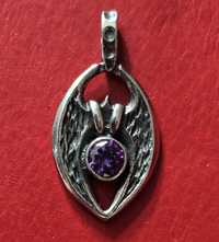 Amulet, wisior, Święte Oko, srebro 925, ametyst