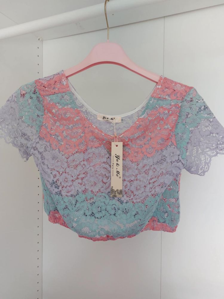 Zestaw!6x bluzka crop top Zara Guess S-36 kolorowy we wzory