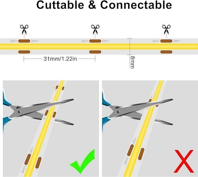 TTWAY Taśma LED COB 6000 K 10metrów