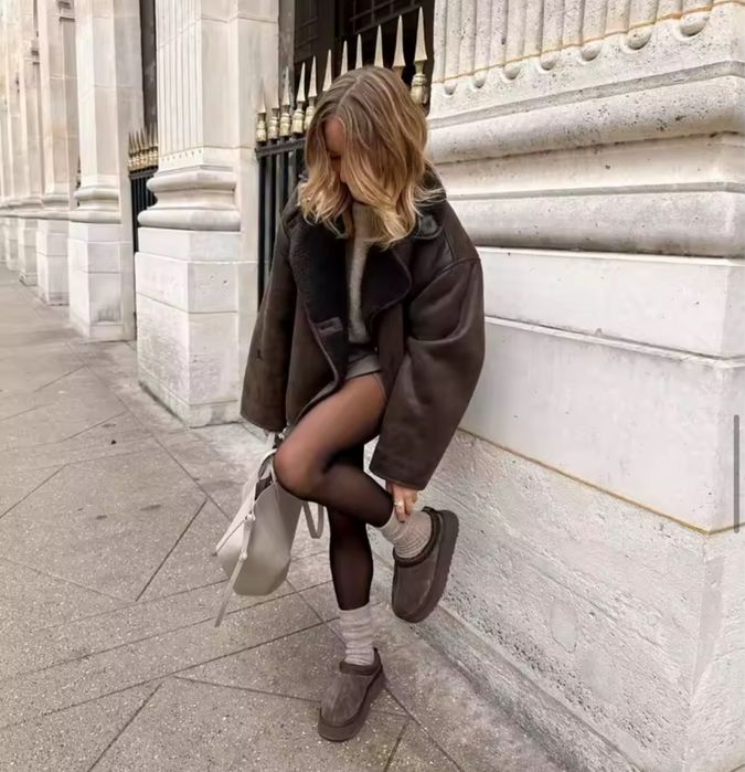 Viralowy kozuszek coffee brown