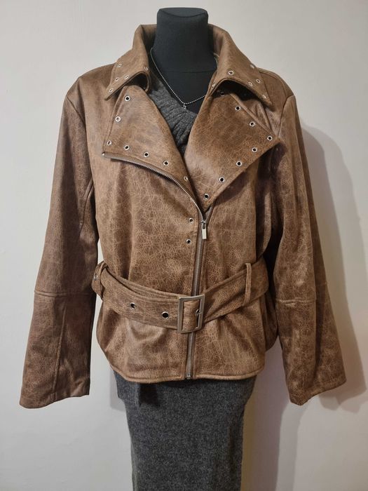 Damska ramoneska kurtka ze skóry ekologicznej