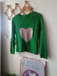 Camisola de malha verde, com coração dourado - Benetton