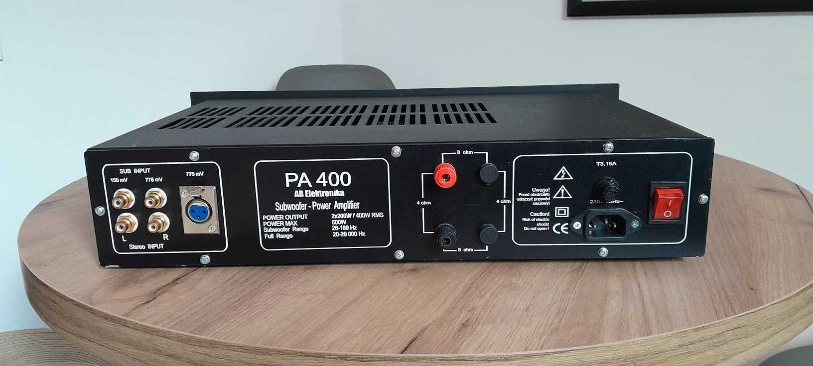 Wzmacniacz do subwoofera PA 400 rack 19 audio
