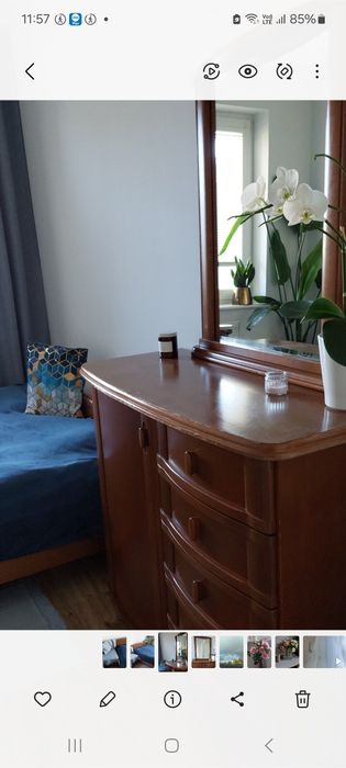 Łóżko z materacem, komoda, lustro, taboret meble ze Swarzędza