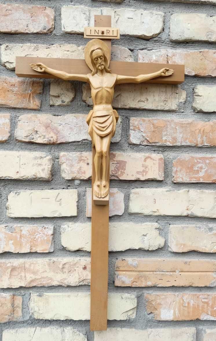 Wiszący Krzyż krucyfiks JEZUS drewno 71 cm PASYJKA
