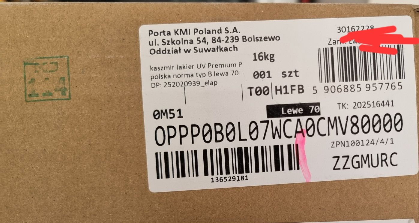 Drzwi lewe rewersyjne 70cm wewnętrzne PORTA Grande A.O + osścieżnice