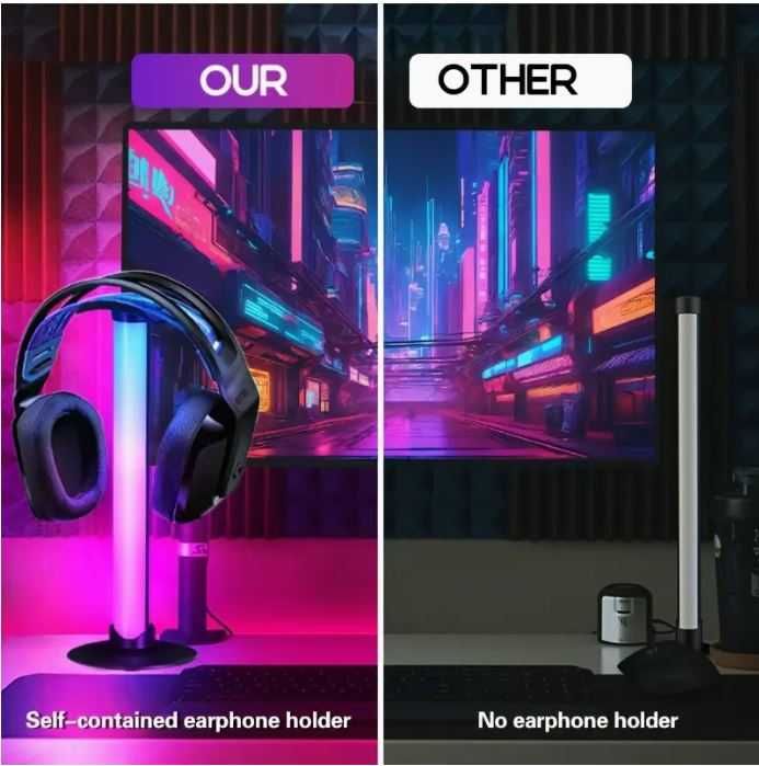 Lampa Biurkowa z RGB LED i Stojakiem na Słuchawki ZADOWOLENIE