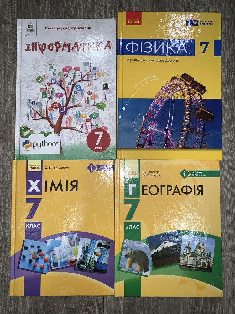 Книжки підручники для 7 класу