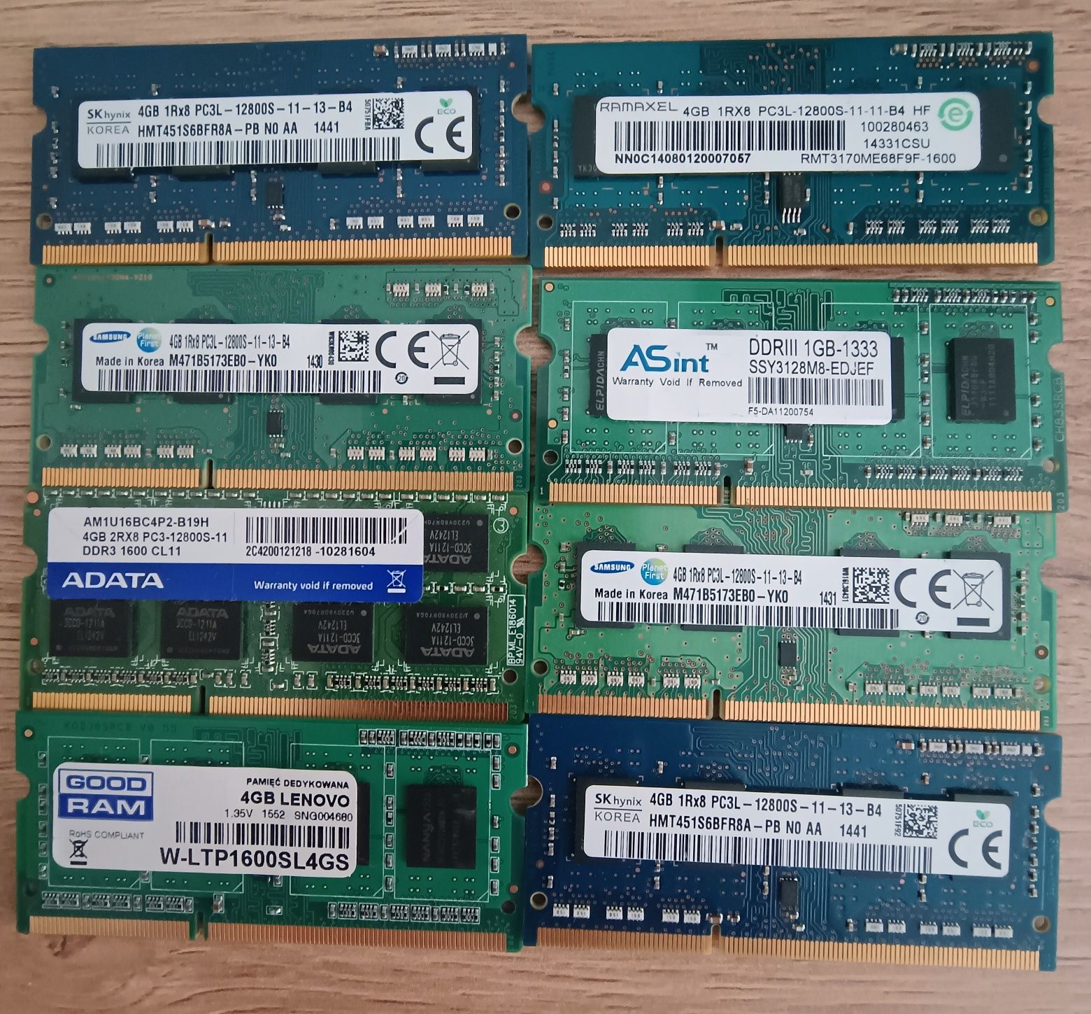 8x pamięć RAM DDR3 SO-DIMM (do laptopów)