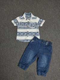 Koszula niemowlęca, spodnie jeans chłopięce, zestaw