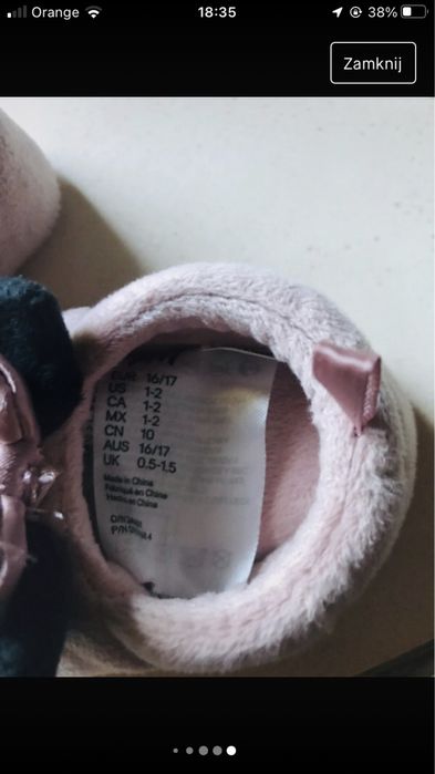 Niechodki kapcie buciki niemowlęce miki H&M