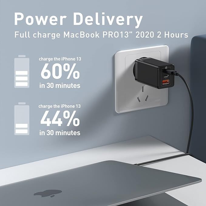 Ładowarka 65W Baseus Power Delivery z GaN Tech USB-C do Apple