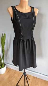 Sukienka czarna z zamkami xs 34